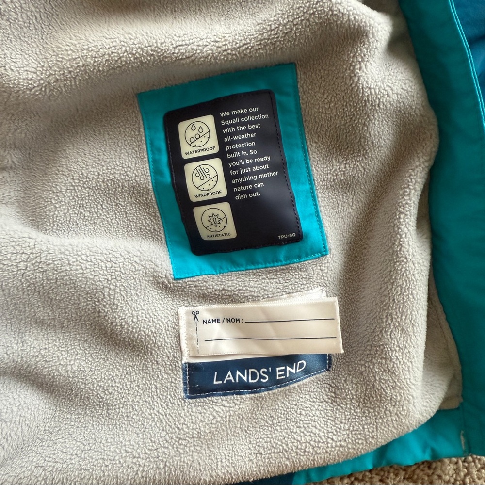 Land's End Teal Squall Winter Waterproof Insulated Jacket Size Small 7/8 - Picture 4 of 7